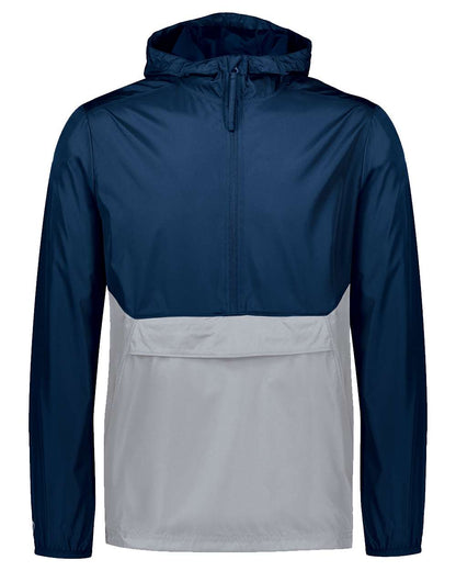 Holloway Men's Packable Quarter-Zip Jacket 229534 #color_Navy/ Athletic Grey
