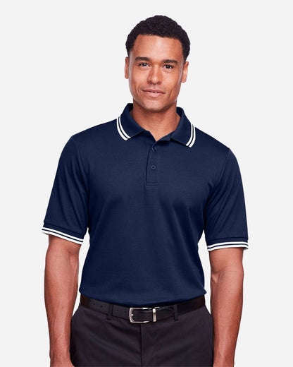 Devon & Jones Men's CrownLux Performance® Plaited Tipped Polo DG20C #colormdl_Navy/ White