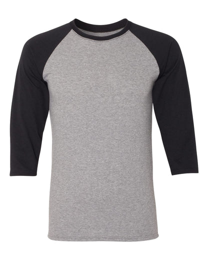 JERZEES Unisex Triblend Three-Quarter Raglan Baseball T-Shirt 601RR #color_Oxford/ Black