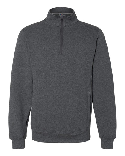 Russell Athletic Unisex Dri Power® Quarter-Zip Cadet Collar Sweatshirt 1Z4HBM #color_Black Heather
