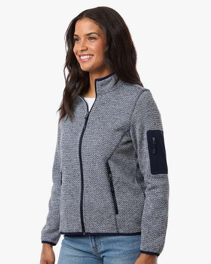 North End Women's Jasper Full-Zip Fleece Jacket NE730W #colormdl_Classic Navy/ White