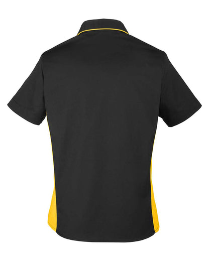 Harriton Women's Flash IL Colorblock Shirt M586W #color_Black/ Sunray Yellow