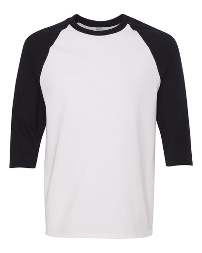 Gildan Heavy Cotton™ Raglan Three-Quarter Sleeve T-Shirt 5700 #color_White/ Black