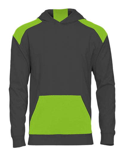 Badger Youth Breakout Performance Fleece Hooded Sweatshirt 2440 #color_Graphite/ Lime