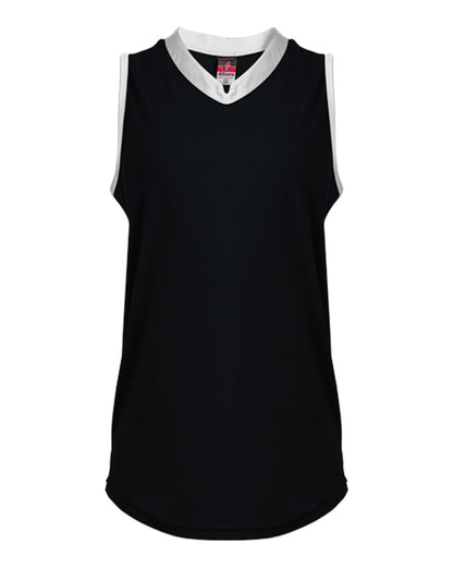 Alleson Athletic Women's Slide Fastpitch V-Neck Sleeveless Jersey 522XVW #color_Black/ White