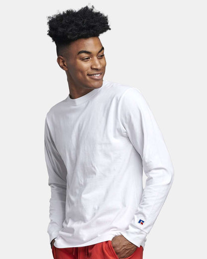 Russell Athletic Unisex Combed Ringspun Long Sleeve T-Shirt 600LRUS #colormdl_White