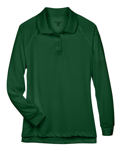 Harriton Women's Advantage Long Sleeve Tactical Polo M211LW #color_Dark Green