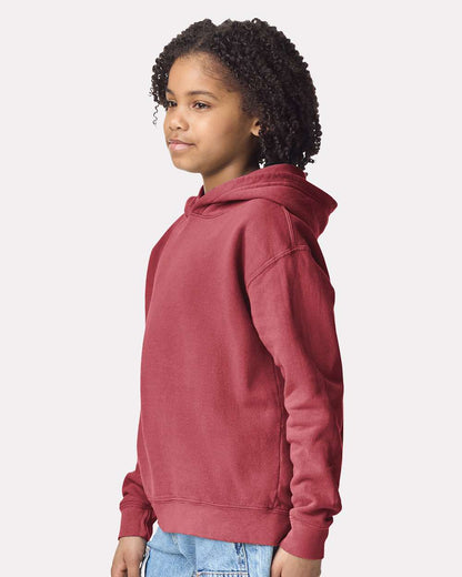Comfort Colors Youth Garment-Dyed Lightweight Fleece Hooded Sweatshirt 1467Y #colormdl_Crimson