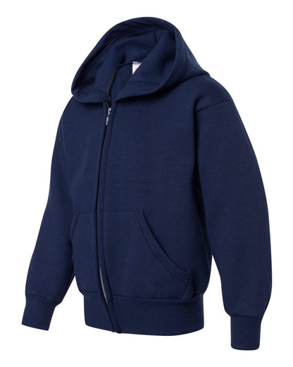 Hanes Youth EcoSmart® Full-Zip Hooded Sweatshirt P480 #color_Navy