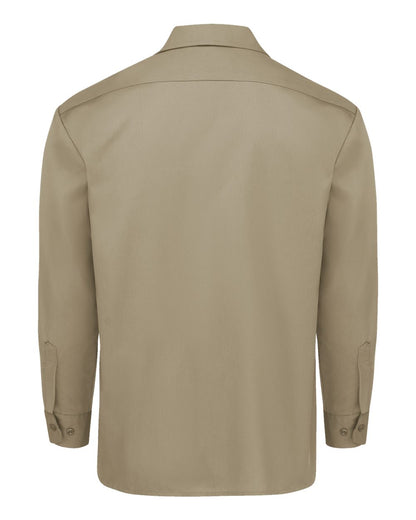 Dickies Men's Tall Long Sleeve Work Shirt 5574T #color_Khaki