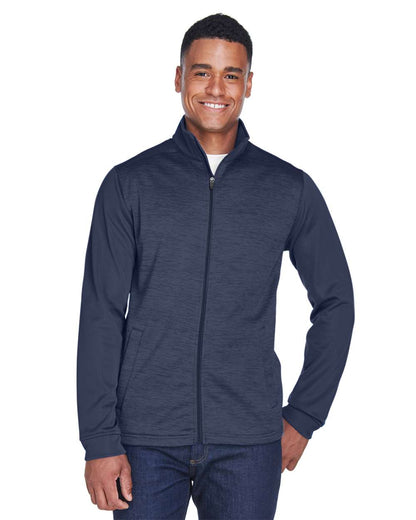 Devon & Jones Men's Newbury Colorblock Mélange Fleece Full-Zip jacket DG796 #colormdl_Navy/ Navy Heather