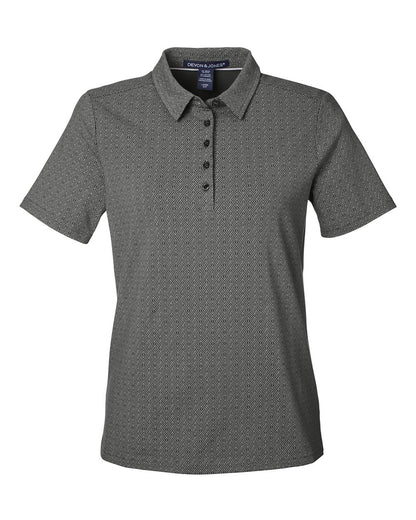 Devon & Jones Women's Crownlux Performance® Geo Polo DG101W #color_Graphite/ Silver