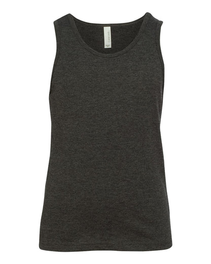 BELLA + CANVAS Youth Heather CVC Tank 3480YCVC #color_Dark Grey Heather