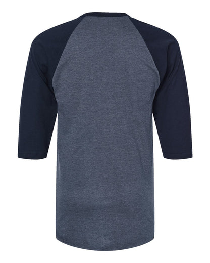 Tultex Fine Jersey Raglan T-Shirt 245 #color_Heather Denim/ Navy