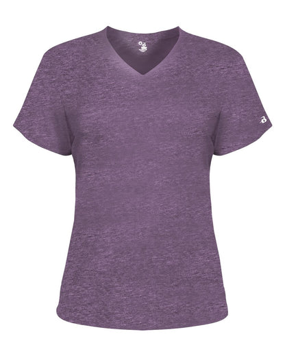 Badger Women’s Triblend Performance V-Neck Short Sleeve T-Shirt 4962 #color_Purple Heather