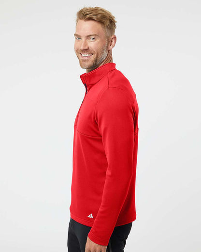Adidas Men's 3-Stripe Double Knit Quarter-Zip Pullover A482 #colormdl_Team Collegiate Red/ Grey Two