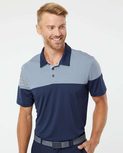 Adidas Heathered 3-Stripes Colorblocked Polo A213 #colormdl_Collegiate Navy/ Mid Grey