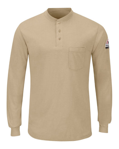 Bulwark Men's Tall Long Sleeve Henley SML8T #color_Khaki