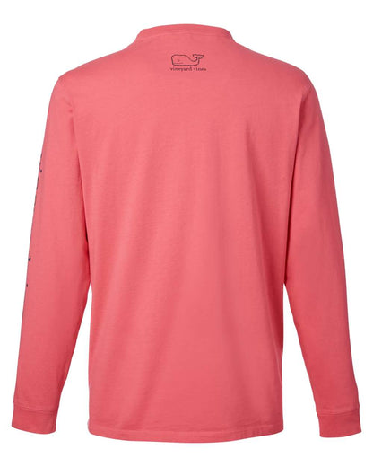 vineyard vines Unisex Long Sleeve Pocket T-Shirt V021214 #color_Jetty Red/ Blue Blazer
