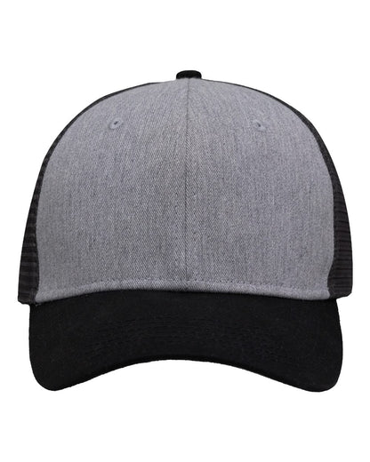 Sportsman Traditional Lo-Pro Mesh Back Trucker Fit Cap SP1450 #color_Heather Grey/ Charcoal/ Black