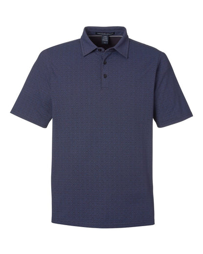 Devon & Jones Men's Crownlux Performance® Geo Polo DG101 #color_Navy/ French Blue