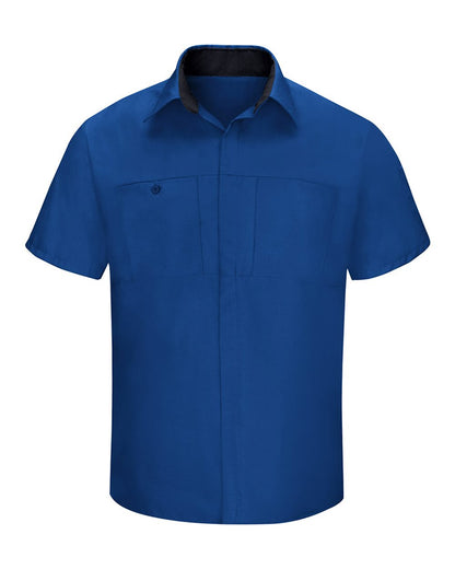 Red Kap Men's Performance Plus Short Sleeve Shirt with Oilblok Technology SY42 #color_Royal Blue/ Black