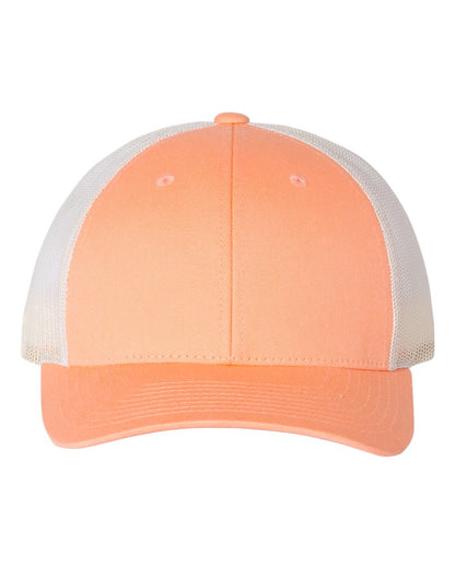 Richardson Low Pro Trucker Cap 115 #color_Sunkissed Peach/ Birch