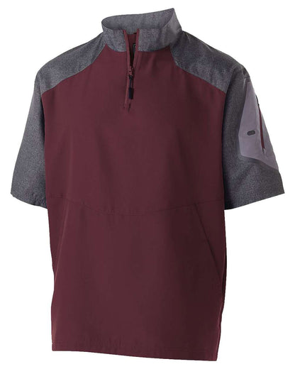Holloway Unisex Raider Short Sleeve Quarter-Zip Pullover 229545 #color_Carbon Print/ Maroon