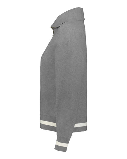 Holloway Women's Heritage Prep Quarter-Zip Pullover 223782 #color_Athletic Heather/ Vanilla