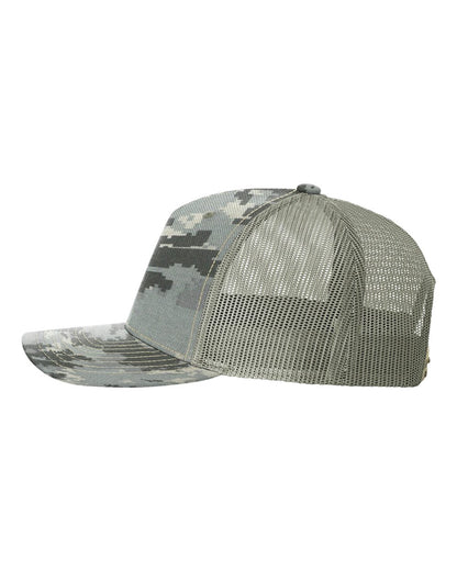 Richardson Five-Panel Printed Trucker Cap 112PFP #color_Digital Camo/ Light Green