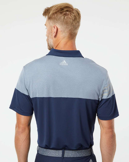 Adidas Heathered 3-Stripes Colorblocked Polo A213 #colormdl_Collegiate Navy/ Mid Grey