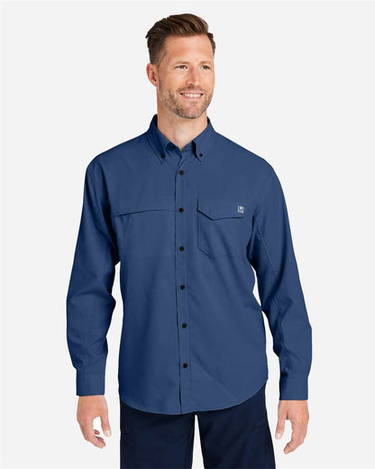 HUK Men's Tide Point Pocket Fishing Shirt H150172 #colormdl_Naval Academy