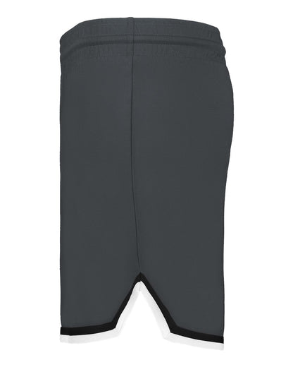 Alleson Athletic Women's Retro Basketball Shorts A56000 #color_Graphite/ Black/ White