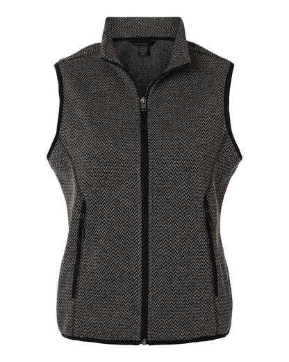 North End Women's Jasper Jacquard Fleece Vest NE731W #color_Black/ Grey