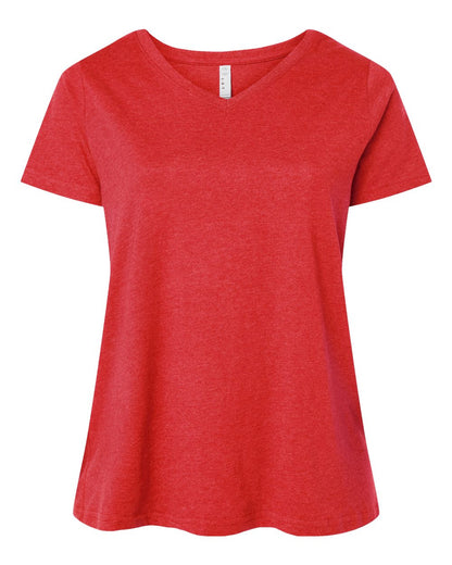 LAT Women's Curvy Collection Fine Jersey V-Neck Tee 3817 #color_Vintage Red