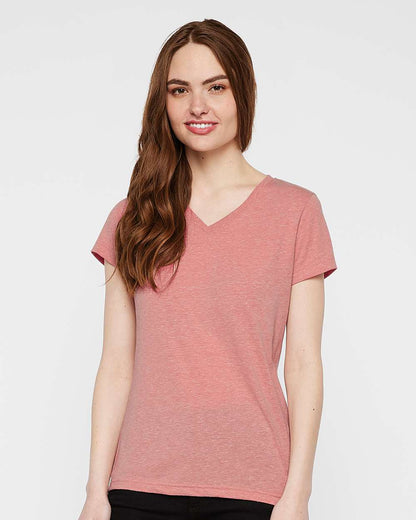 LAT Women's Harborside Mélange V-Neck Tee 3591 #colormdl_Mauvelous Melange