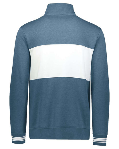 Holloway Men's All-American Fleece Colorblocked Quarter-Zip Sweatshirt 229565 #color_Storm Heather/ White