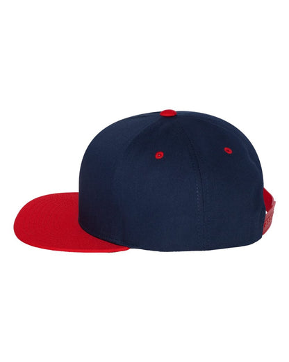 YP Classics Five-Panel Cotton Twill Snapback Cap 6007 #color_Navy/ Red
