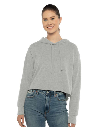 Next Level Women's Laguna Sueded Raw Edge Crop Hoodie 9384 #colormdl_Heather Grey