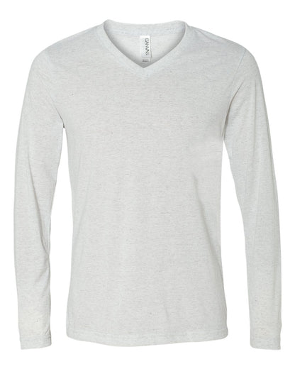BELLA + CANVAS Unisex Long Sleeve V-Neck Tee 3425 #color_White Fleck Triblend