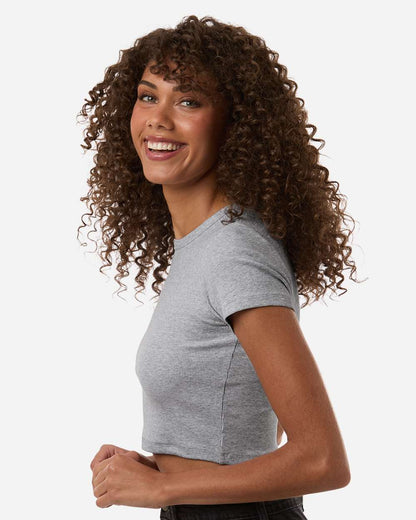 American Apparel Women's Baby Rib Cropped Tee BR210 #colormdl_Heather Grey