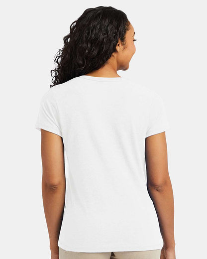 Hanes Women's Perfect-T Triblend V-Neck T-Shirt 42VT #colormdl_Eco White