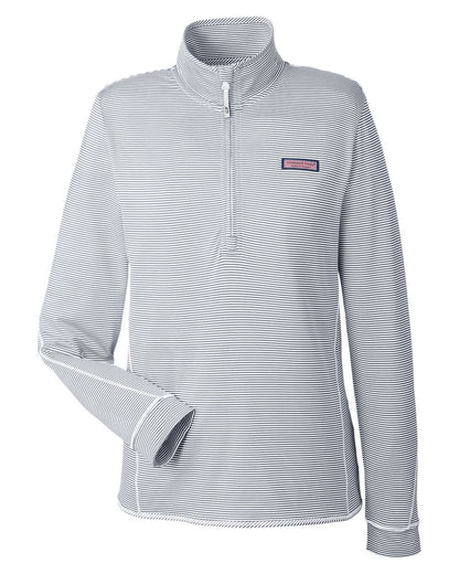 vineyard vines Women's Microstripe Sankaty Half-Zip Pullover K002521 #color_Heather Grey