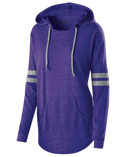 Holloway Women's Triblend Hooded Long Sleeve T-Shirt 229390 #color_Vintage Purple/ Vintage Grey