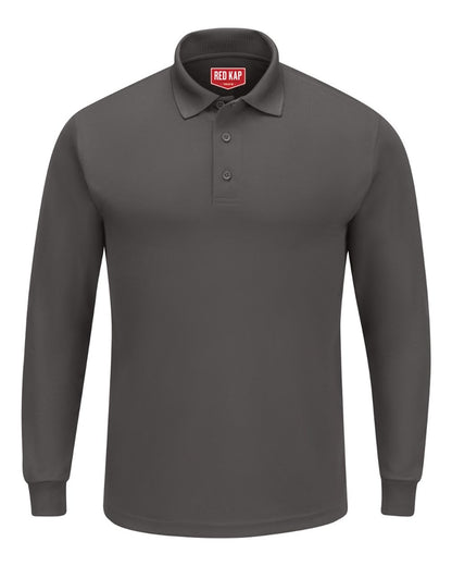 Red Kap Men's Long Sleeve Performance Knit Polo SK6L #color_Charcoal