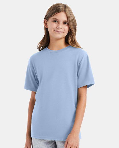 Hanes Youth Perfect-T T-Shirt 498Y #colormdl_Light Blue