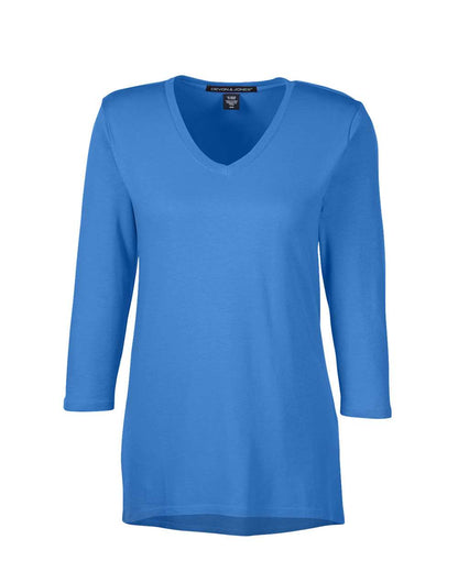 Devon & Jones Women's Perfect Fit™ Bracelet-Length V-Neck Top DP184W #color_French Blue