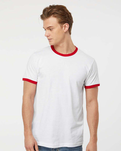 Tultex Fine Jersey Ringer T-Shirt 246 #colormdl_White/ Red