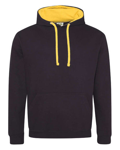 AWDis Unisex Midweight Varsity Contrast Hooded Sweatshirt JHA003 #color_Jet Black/ Gold