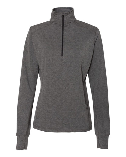 J. America Women’s Omega Stretch Quarter-Zip Pullover 8433 #color_Charcoal Triblend